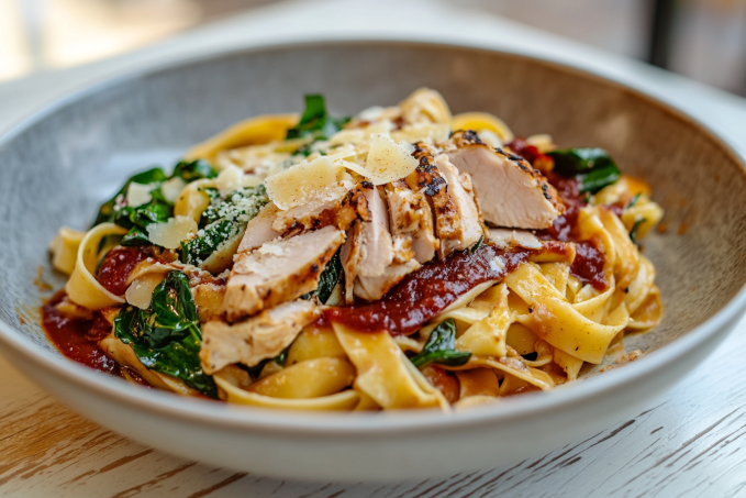 Těstoviny s krůtím masem a rajčatovou omáčkou