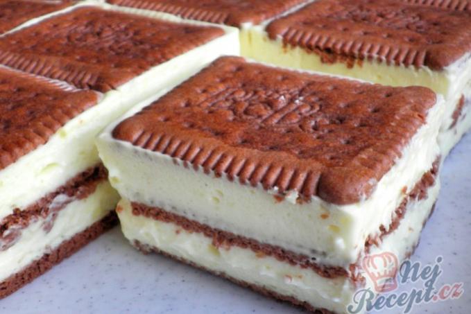 Nepečené be-be řezy s pudinkovým krémem