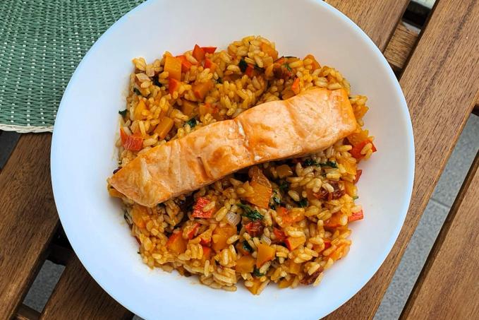 Losos s dýňovým rizotem