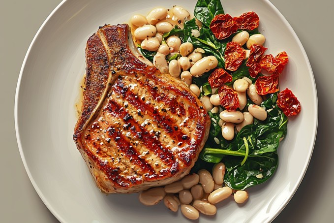 Vepřová kotleta s bílými fazolemi
