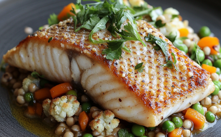 Candát s pohankovo-zeleninovým salátem