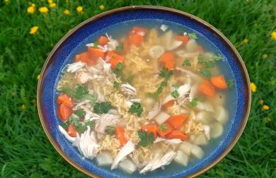 Kuřecí vývar s masem, zeleninou a nudlemi - LC