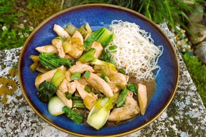 Kuřecí stir-fry s pak choi a jarní cibulkou - LC