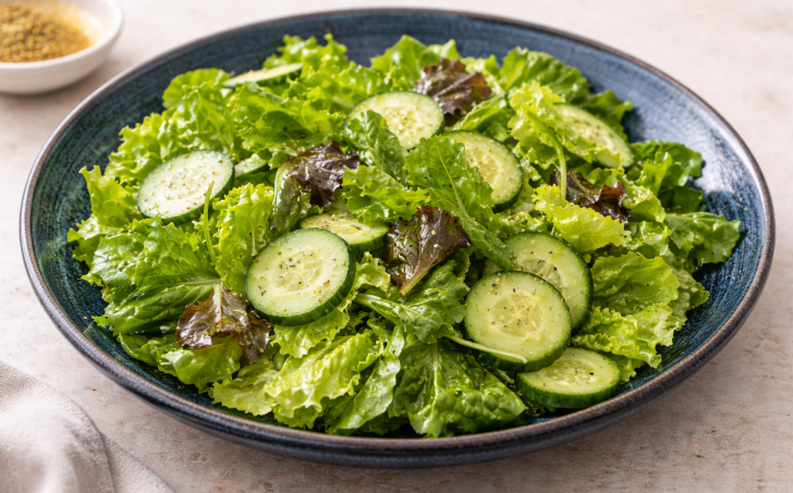 Jednoduchý listový salát s citronovou zálivkou