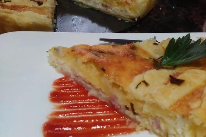 Bryndzový koláč z lístkového cesta