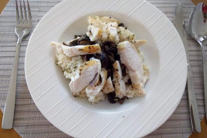 Krémové rizoto s žampiony a kuřecím masem