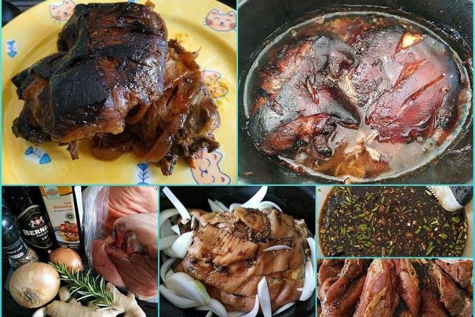 Marinované vepřové koleno na černém pivu pečené v pomalém hrnci