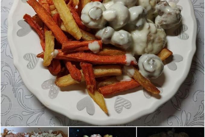 MASOVÉ KULIČKY SE SMETANOVÝMI ŽAMPIONY & ZELENINOVÉ HRANOLKY - LC