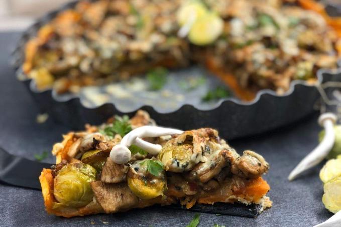 BATÁTOVÝ QUICHE s kuřecím masem, kapustičkami a houbami Shitaké!!