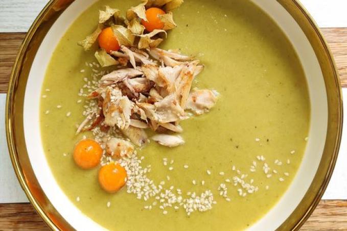 Pórkový krém s kuřecím masem