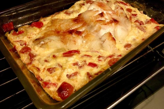 Rybí filé zapečené s lečem a vejci