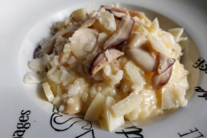 Hříbkové risotto s kozí goudou a lanýžovým olejem
