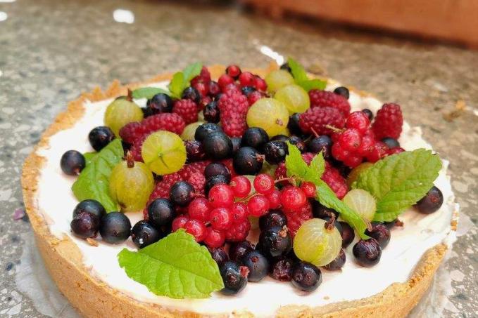 Tvarohový koláč s ovocem